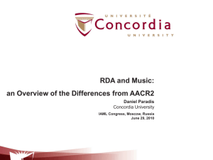 RDA and Music: an Overview of the Differences from AACR2