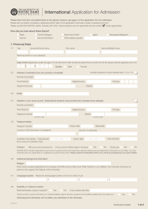 International Application Form - The University of Notre Dame