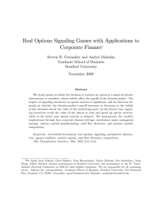 Real Options Signaling Games with Applications to Corporate Finance