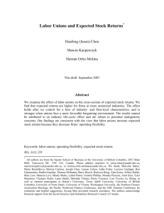 Labor Unions and Expected Stock Returns