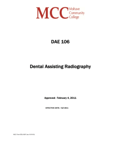 DAE 106 Dental Assisting Radiography