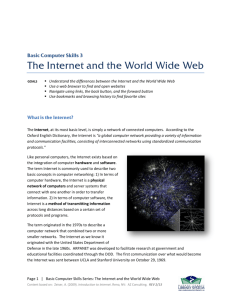 Page 1 | Basic Computer Skills Series: The Internet and the World