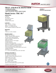 TRAY AND RACK DISPENSER Model Series: TRC-M-*