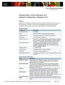 Release Notes: CCNA Exploration v4. 0 Network Fundamentals