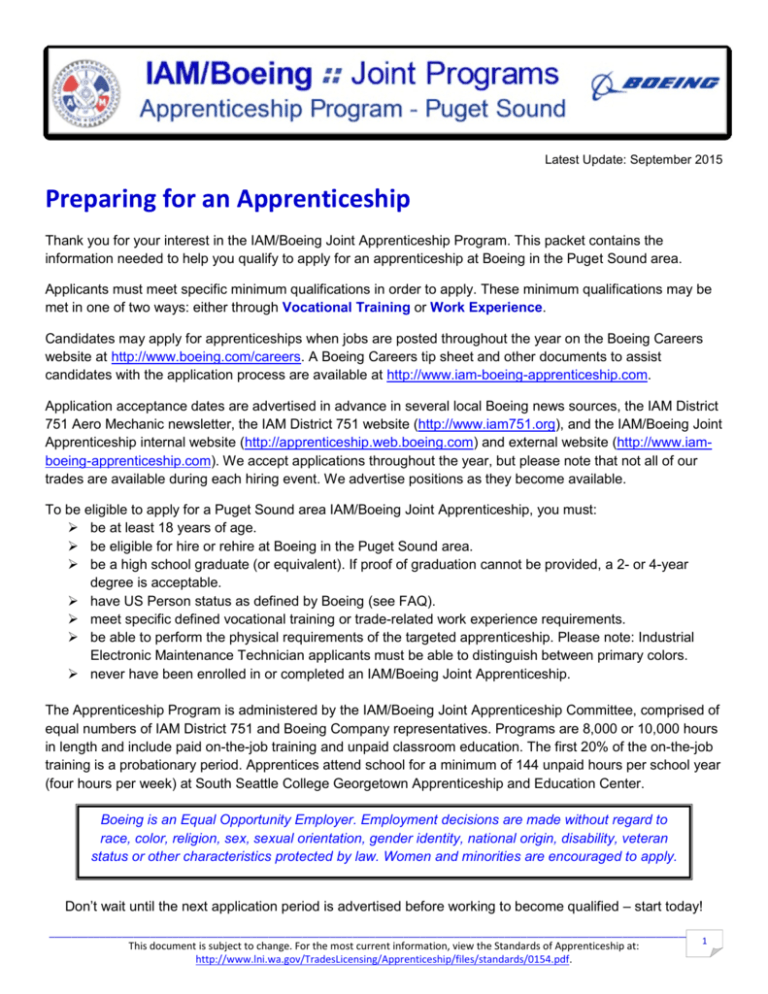 Preparing for an Apprenticeship