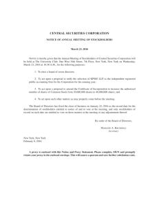 Proxy Materials - Central Securities Corporation
