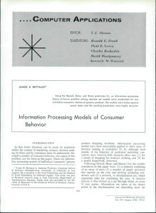 Information Processing Models of Consumer Behavior