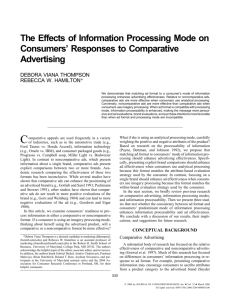 The Effects of Information Processing Mode on Consumers
