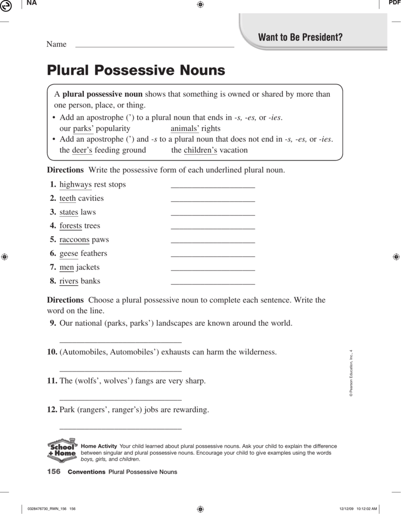 Plural Possessive Nouns