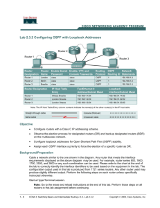 Lab 2.3.2 Configuring OSPF with Loopback