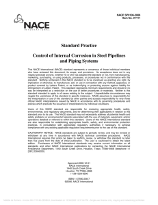 NACE International Standard Practice Control of