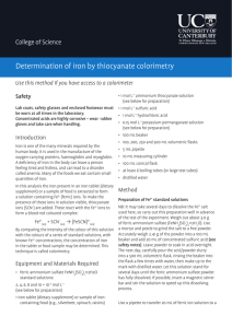 Determination of iron by thiocyanate colorimetry