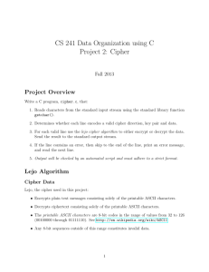 CS 241 Data Organization using C Project 2: Cipher