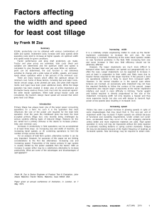 Factors affecting the width and speed for least cost tillage