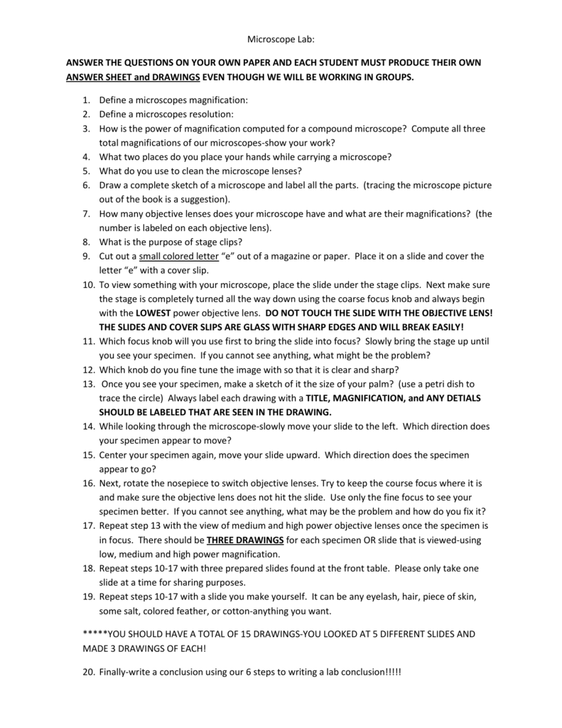 Parts Of A Microscope Worksheet Answer Key - Micropedia