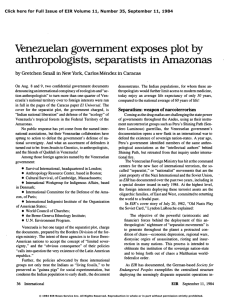Venezuelan Government Exposes Plot by Anthropologists