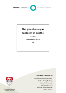 Booths greenhouse gas footprint report 2014