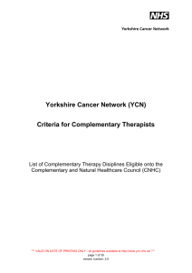 (YCN) Criteria for Complementary Therapists