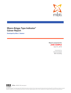 Myers-Briggs Type Indicator® Career Report