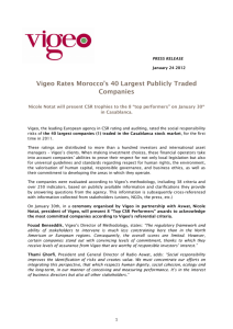 Vigeo Rates Morocco's 40 Largest Publicly Traded Companies