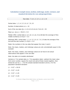 Calculation-example mean, median, midrange, mode, variance, and