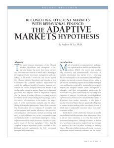 Reconciling Efficient Markets with Behavioral Finance: The Adaptive