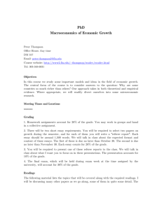 PhD Macroeconomics of Economic Growth