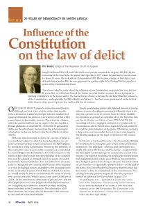 Influence of the Constitutions on the law of delict by FDJ Brand