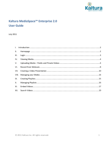 Kaltura MediaSpace™ Enterprise 2.0 User Guide