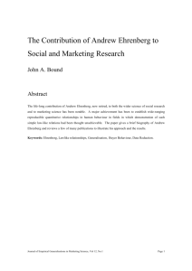 The Contribution of Andrew Ehrenberg to Social and Marketing