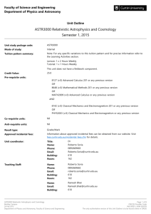 Page 1 Unit study package code: ASTR3000 Mode of study: Internal