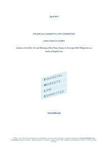 April 2015 FINANCIAL MARKETS LAW COMMITTEE PARI PASSU