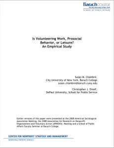 Is Volunteering Work, Prosocial - Baruch College