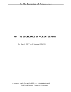 On The ECONOMICS of VOLUNTEERING