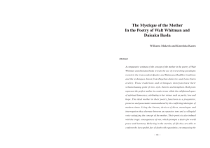 The Mystique of the Mother In the Poetry of Walt Whitman and