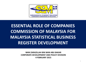Essential Role of Companies Commission of Malaysia for MSBR