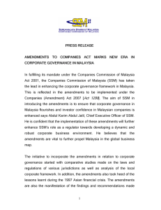 PRESS RELEASE AMENDMENTS TO COMPANIES ACT MARKS