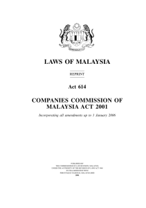 COMpAnIeS COMMISSIOn OF MALAYSIA ACt 2001