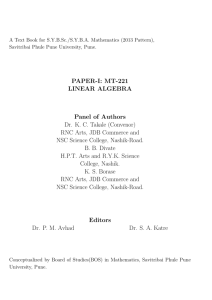 PAPER-I: MT-221 LINEAR ALGEBRA Panel of Authors Dr. K. C.