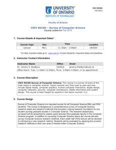 CSCI 5010G Course Outline - Software Quality Research Lab