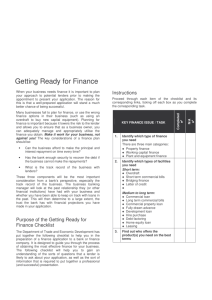 Getting Ready for Finance checklist