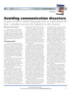 Avoiding communication disasters