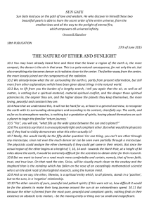 18th publication: the nature of ether and sunlight
