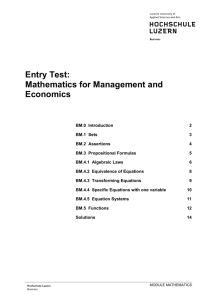 Entry Test: Mathematics for Management and Economics