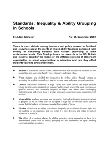 Standards, Inequality & Ability Grouping in Schools