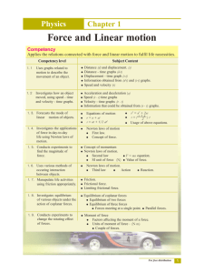 Force and Linear motion