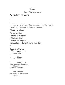 From fibers to yarns Definition of Yarn