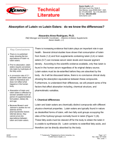 Absorption of Lutein vs Lutein Esters: do we