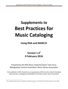 Supplements to Best Practices for Music Cataloging