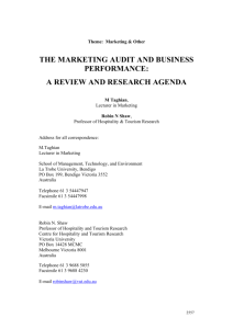 THE MARKETING AUDIT AND BUSINESS PERFORMANCE: A